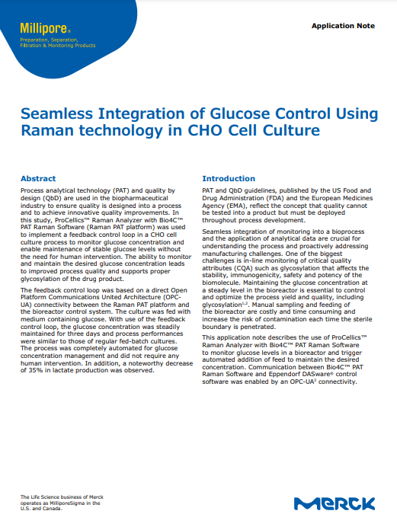 Seamless Integration of Glucose Control Using Raman technology in CHO ...