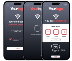 Drei Smartphones zeigen den Auto-App-Login Ablauf.