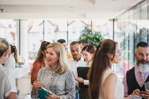 People socialising in a business setting