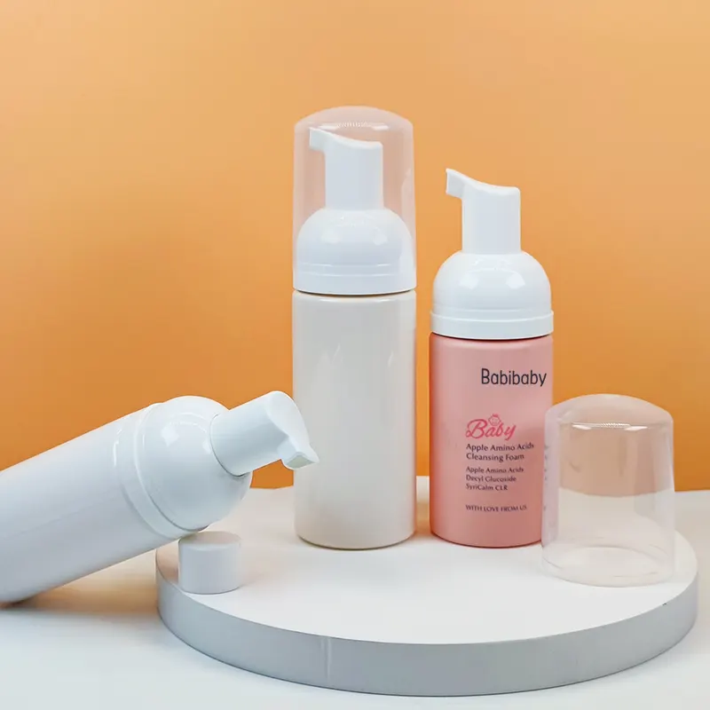PET foam pump bottles (100–150 ml) with rounded collar and domed cap