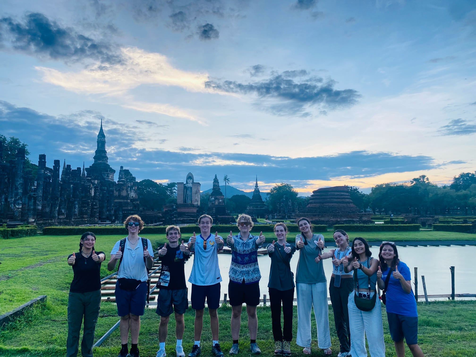 Students at temple ruins