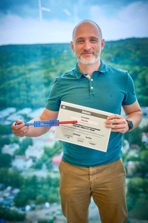 Błażej Abel with his LEGO® SERIOUS PLAY® facilitator certificate