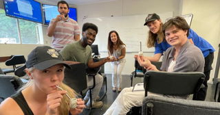 Students drinking mate