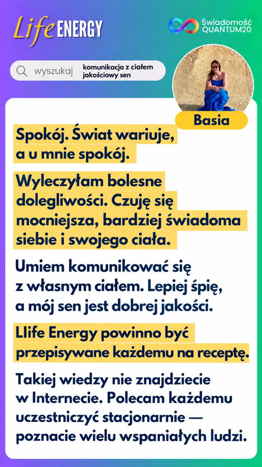 Rekomendacja uczestnika Life Energy