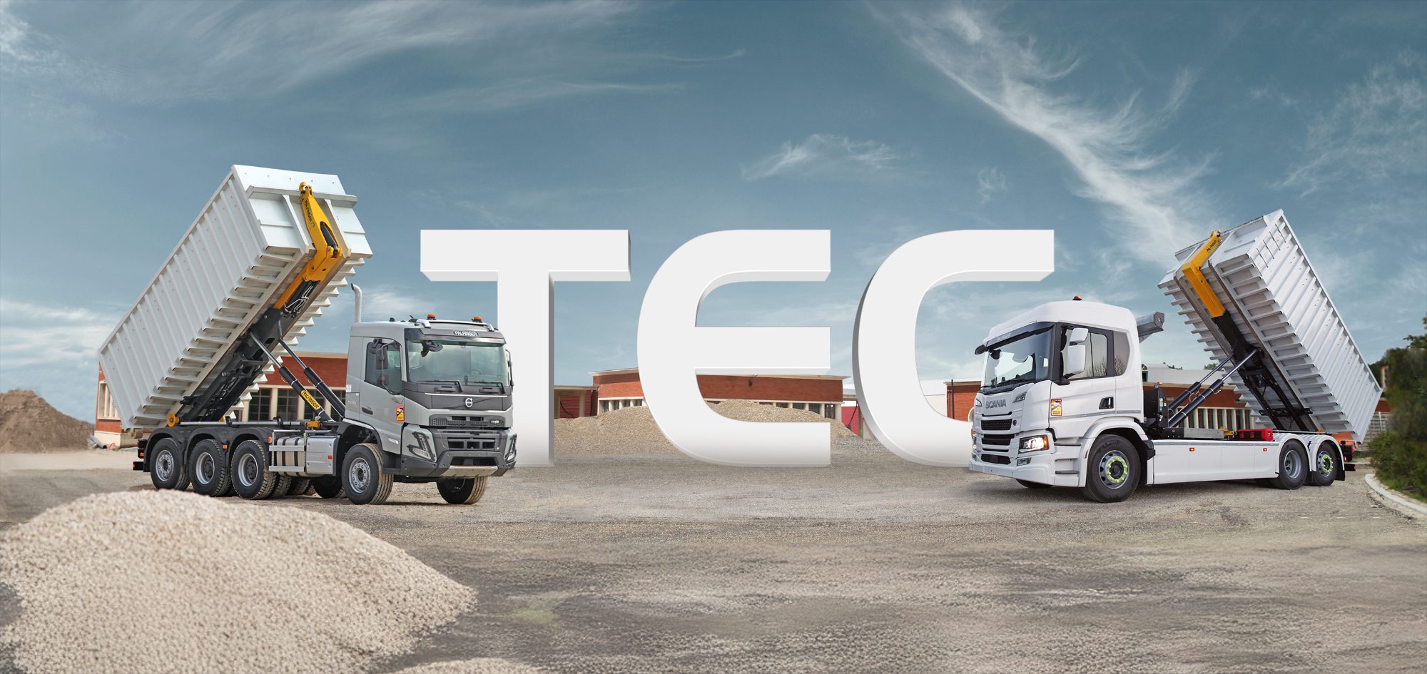 PALFINGER TEC-Abrollkipper auf Volvo und Scania