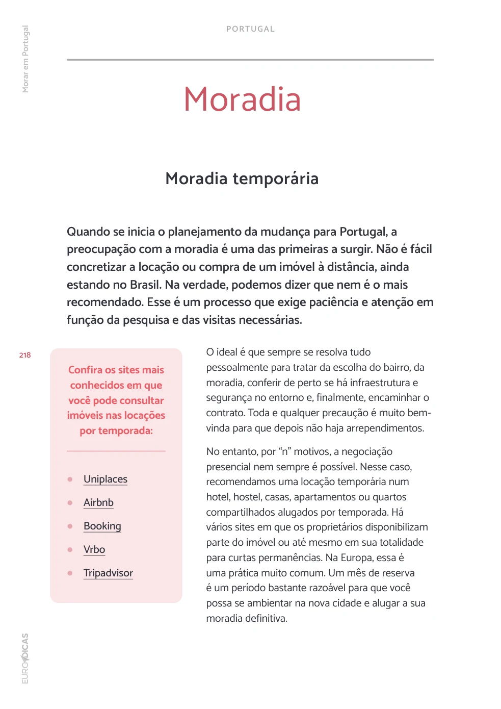 Página real do guia sobre moradia em Portugal