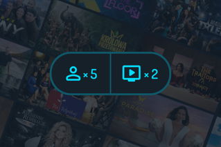 kolaz programow, seriali i filmow w Player - 5 profili i 2 urzadzenia
