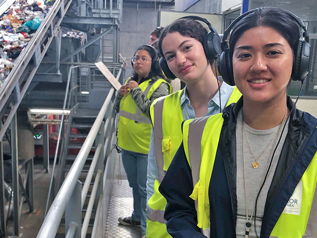 Aliya on a field trip to a local waste sorting facility in Pau, France.