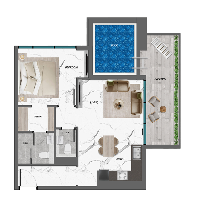 1-Bedroom Apartment at Samana Manhattan