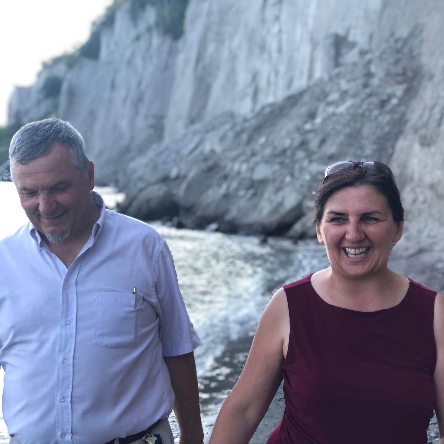 Peter and Alexandra Caran together outdoors