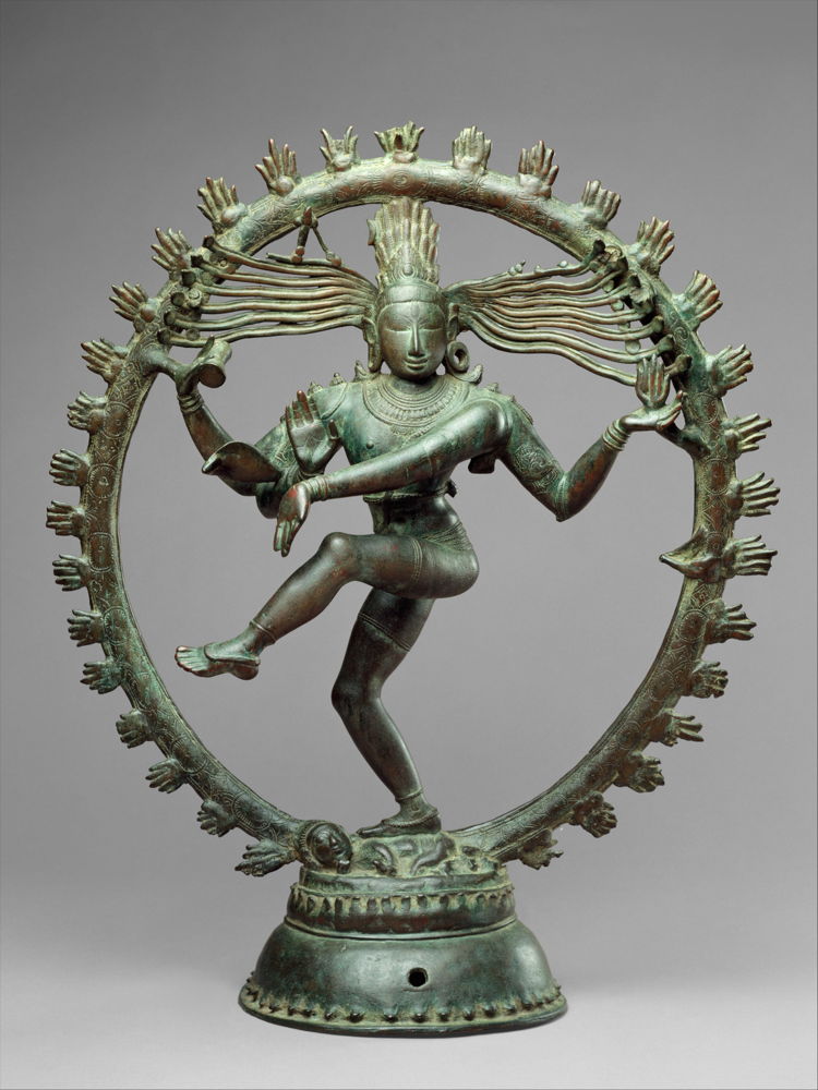 A bronze Śiva Naṭarāja dancing within a ring of flames