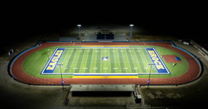 Softball field at Glen Ellyn's Ackerman Park lit at night with Musco LED fixtures