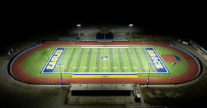 Softball field at Glen Ellyn's Ackerman Park lit at night with Musco LED fixtures
